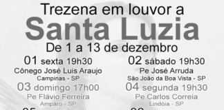 Trezena em louvor a Santa Luzia começa no dia 1º