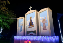Monumento de Aparecida está iluminado para o Natal