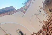 Teto de igreja desaba pouco antes de missa começar em Casa Branca; imagem de Santa Rita fica intacta