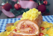 Lombo recheado com abacaxi