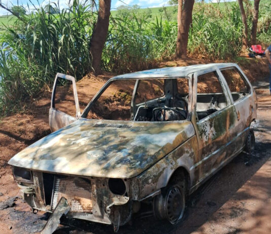 Incêndio destrói Fiat Uno na estrada da COX Energy