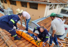 Homem sofre queda ao fazer pintura em prédio
