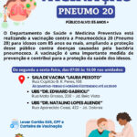 Vargem amplia vacinação Pneumo 20 para idosos
