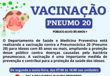 Vargem amplia vacinação Pneumo 20 para idosos